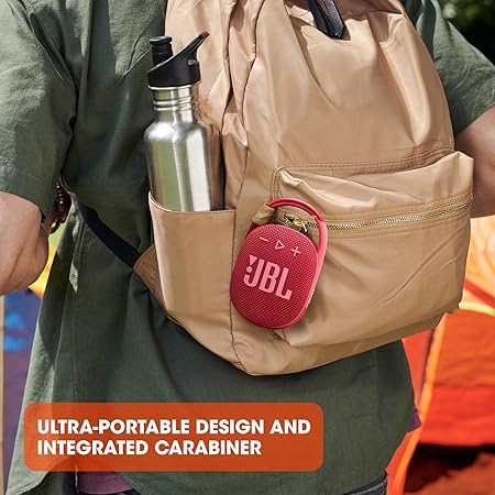 JBL Clip 4 Eco - Ultra-Portable Waterproof and Dustproof Bluetooth Speaker, big audio & punchy bass, made with 90% post-consumer recycled plastic, Integrated carabiner, Up to 10 Hours of Play (Green) - Bluetooth Speaker UAE