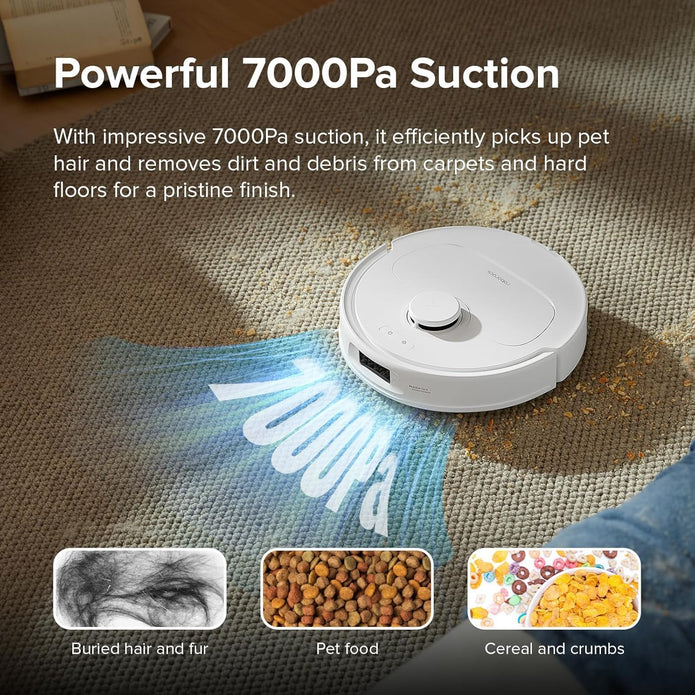 roborock Qrevo S Robot Vacuum and Mop, Self-Drying, Auto Mop Washing, 7000Pa Suction, Self-Emptying & Refilling, 10mm Mop Lifting, 200RPM Spinning Mops, Smart Obstacle Avoidance - Electronics UAE