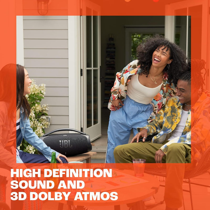 JBL Boombox 3 Wi-Fi Powerful Wi-Fi and Bluetooth Speaker, Deep Bass, 3-Way Speaker, 24H Battery, 3D Dolby Atmos, Waterproof & Dustproof, Built-In Charger, Self-Tuning Feature - Black, JBLBB3WIFIBLKUK