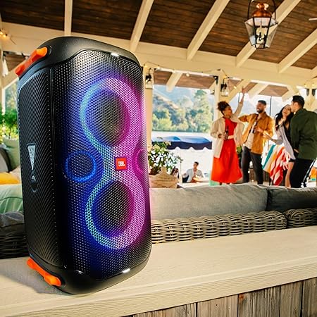 JBL Party Box 110 and Wireless Microphone Bundle Speaker and Microphone with LED Light Effect, 160W Power, 12 Hour Playback, IPX4 Waterproof - Black