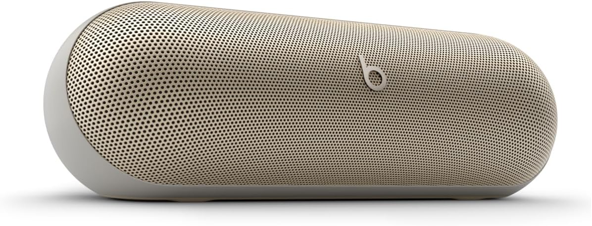 Beats Pill Portable Bluetooth Speaker – 24H Battery, USB-C Charging, IP67 Waterproof, Built-in Mic, Apple & Android Compatible – Champagne Gold