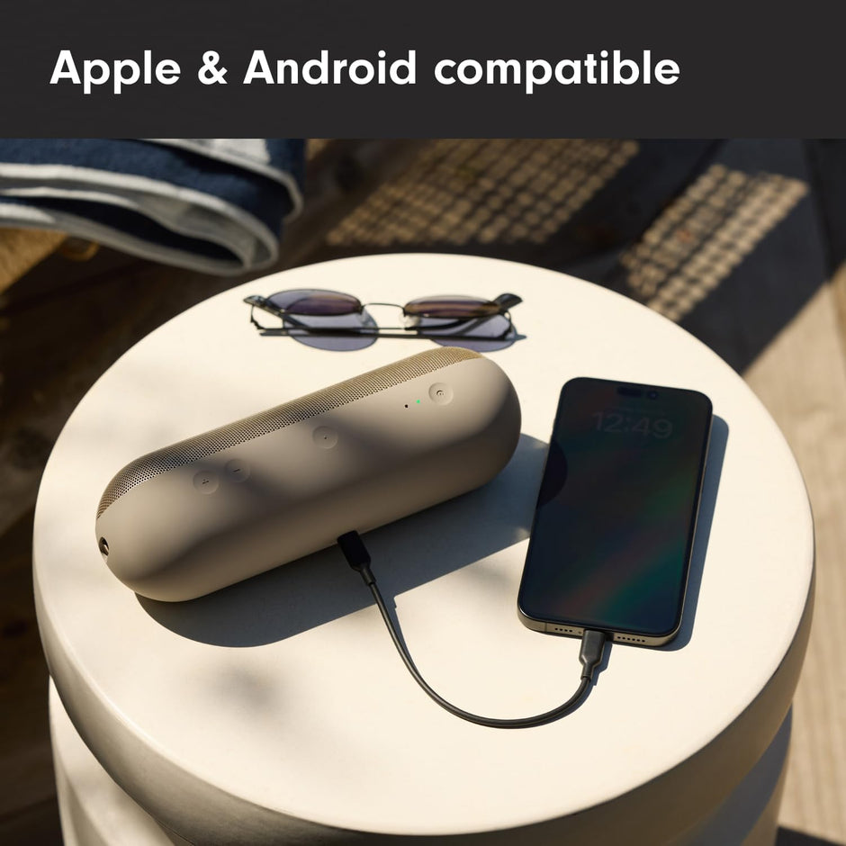 Beats Pill Portable Bluetooth Speaker – 24H Battery, USB-C Charging, IP67 Waterproof, Built-in Mic, Apple & Android Compatible – Champagne Gold