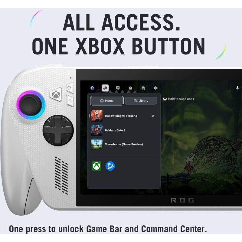 Asus ROG Xbox Ally White Gaming Handheld | AMD Ryzen Z2 A, AMD Radeon Graphics, 16GB RAM, 512GB SSD, 7''FHD 120Hz Display, Win11