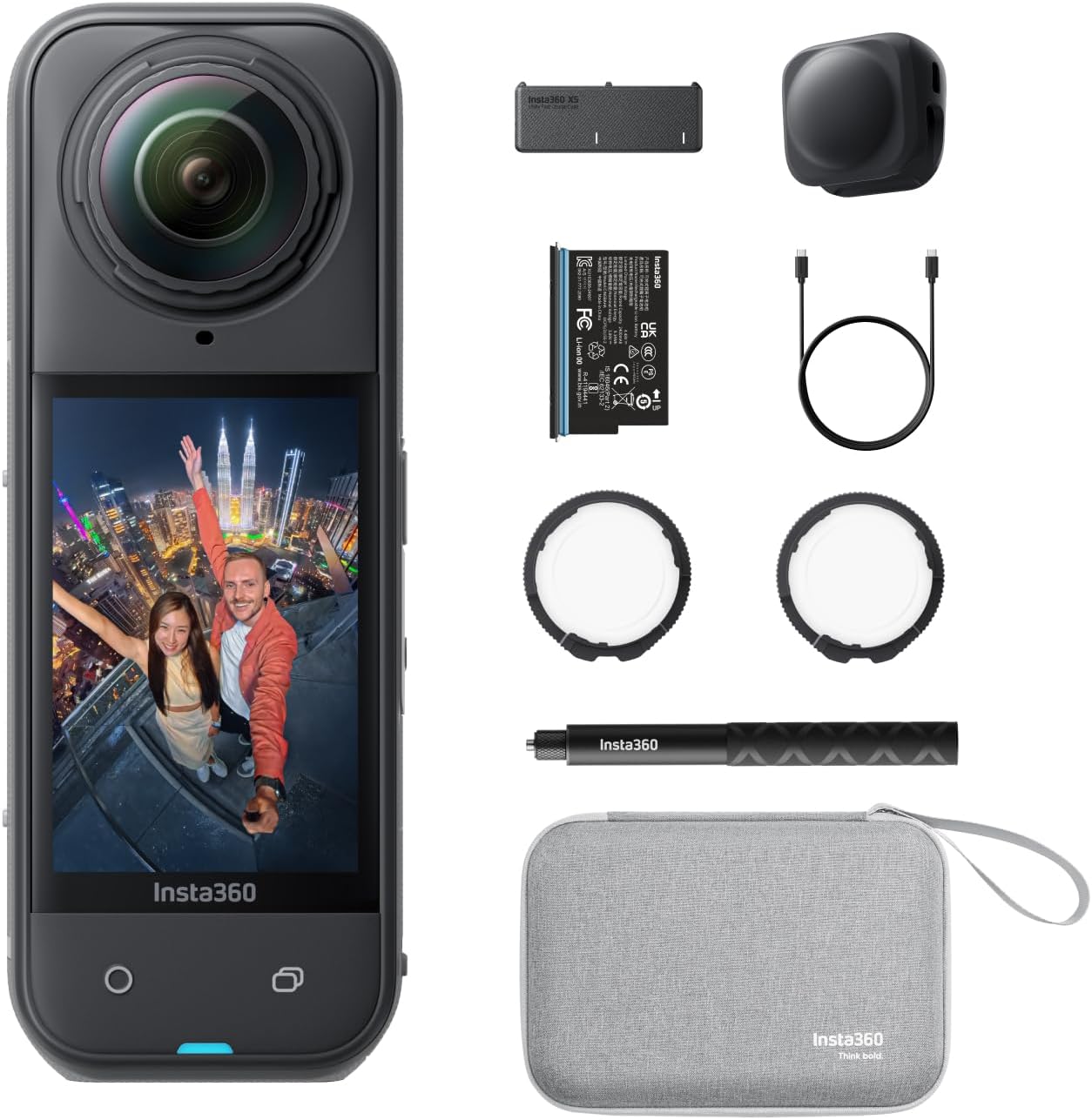 Insta360 X5 Essentials Bundle – 8K 360° Action Camera, 3-Hour Battery, FlowState Stabilization, Waterproof, AI Editing | UAE & GCC