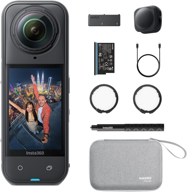 Insta360 X5 Essentials Bundle – 8K 360° Action Camera, 3-Hour Battery, FlowState Stabilization, Waterproof, AI Editing | UAE & GCC