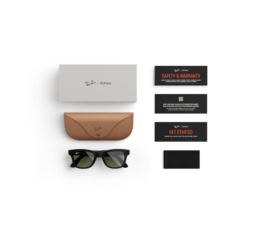 RAY-BAN | META WAYFARER   Shiny Black Lenses G-15 Green