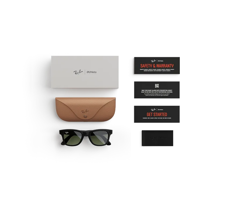 RAY-BAN | META WAYFARER   Shiny Black Lenses G-15 Green